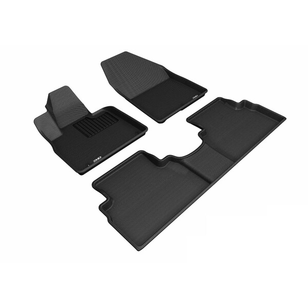 3D Maxpider Kagu First & Second Row Floor Mats for 2019 Hyundai Santa FE - Black L1HY09301509 - main